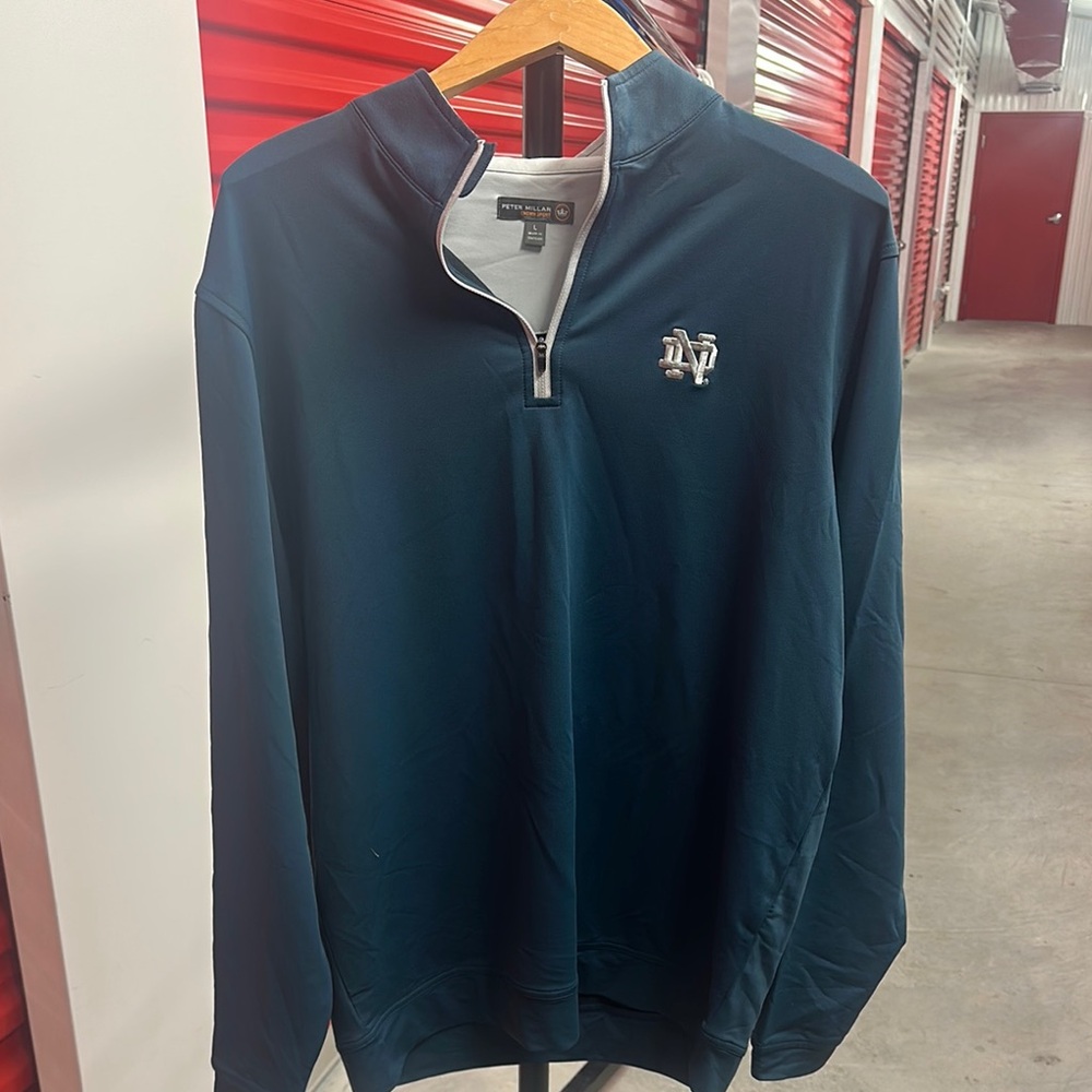 Men’s Peter Millar 1/4 Zip Pullover / Size L / Notre Dame Logo / Navy Blue